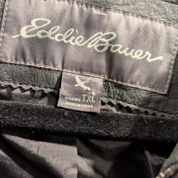 Eddie Bauer Women's Buffalo Leather Jacket Coat Lined Pockets - Picture 3 of 12